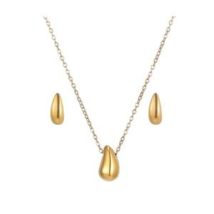 Women Stainless Steel Vintage Smooth Water Drop Set